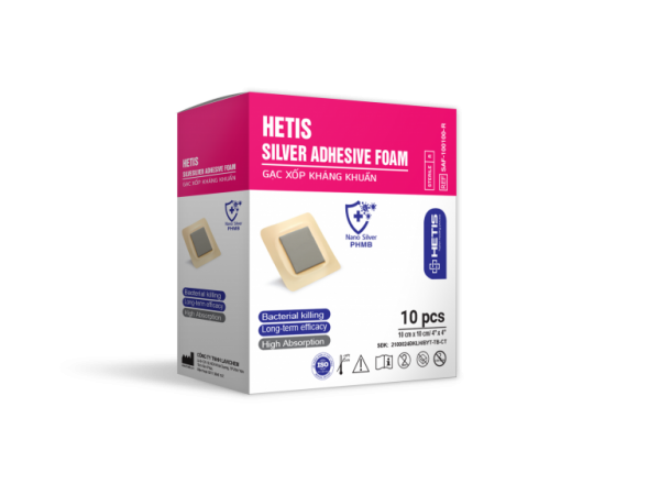 HETIS SILVER ADHESIVE FOAM – ANTIBACTERIAL FOAM GAUZE